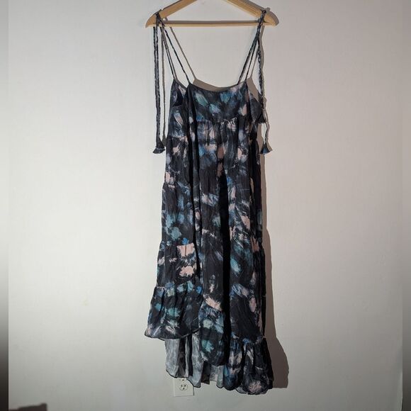Unsubscribed Silk Tie Dye Asymmetrical Midi Dress Women's Size 4 NWT - Picture 5 of 9